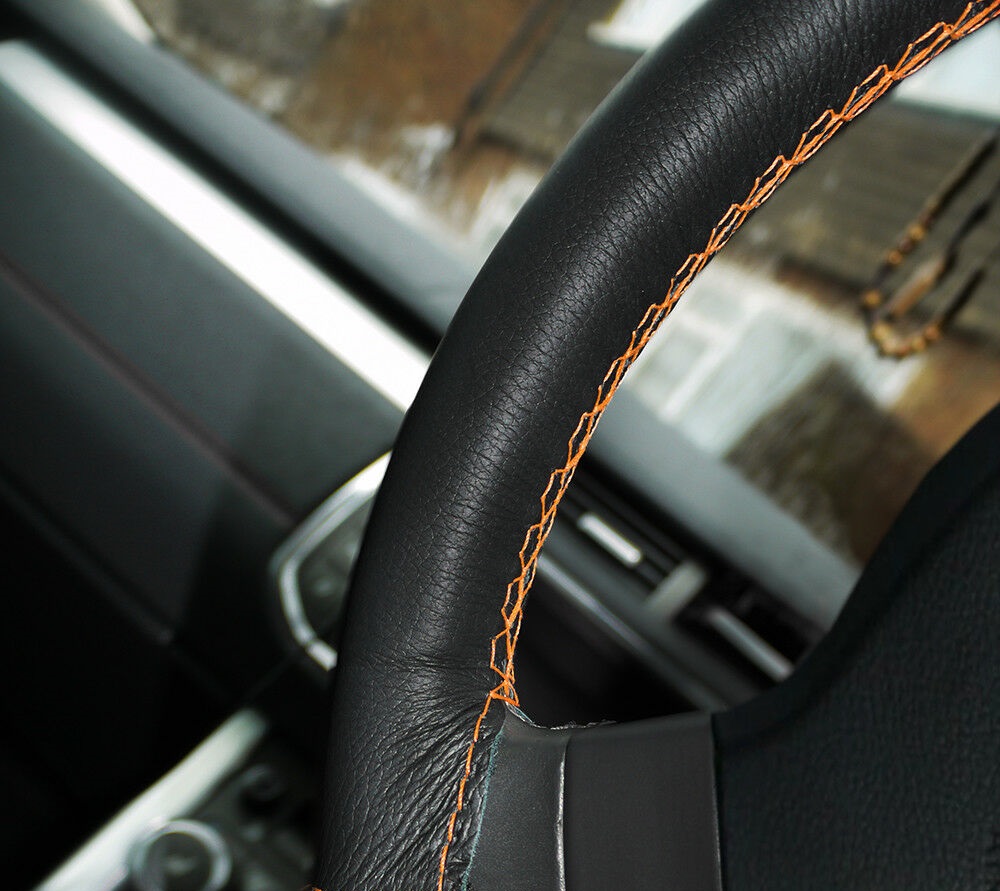 Black Leather Steering Wheel Cover Custom Stitching Daytona Ram
